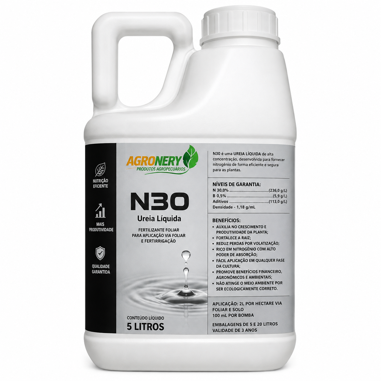 Galão de N30 Ureia Líquida Agronery de 5 litros